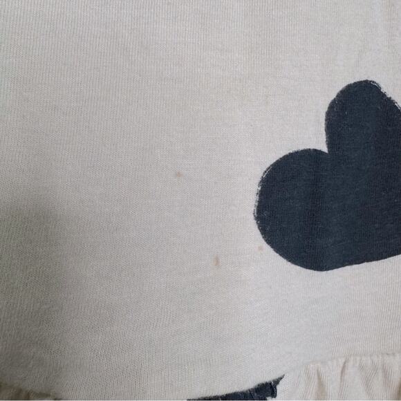 Carters Heart Print Knit Top Long Sleeves Scoop Neck 100% Cotton Beige Black S - Picture 7 of 8